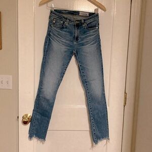 AG “prima ankle” jeans with frayed hem. size 24. mid rise